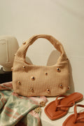 Bora Bora Stud Embellished Straw Shoulder Bag - Natural